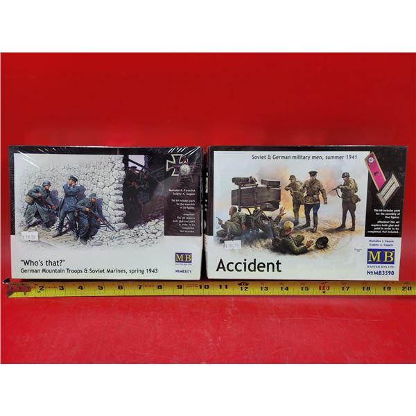 2 Unbuilt Master Box Model Kits (Mountain Troops & Marines, Soviet & German Military Accident)