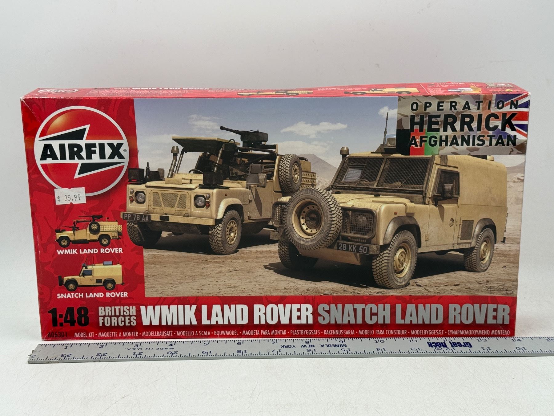Unbuilt Airfix British WMIK Land Rover & Snatch Land Rover Kit 1:48 Scale