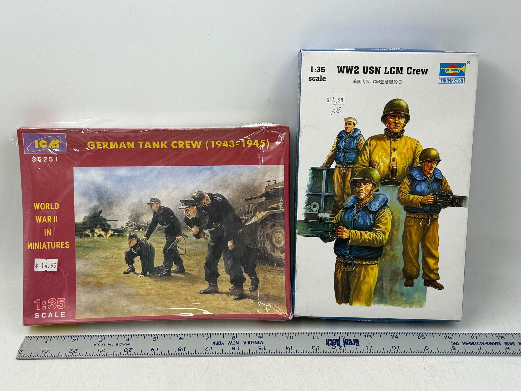 2 Military Crew Model Miniatures (German Tank Crew & WW2 USN LCM)