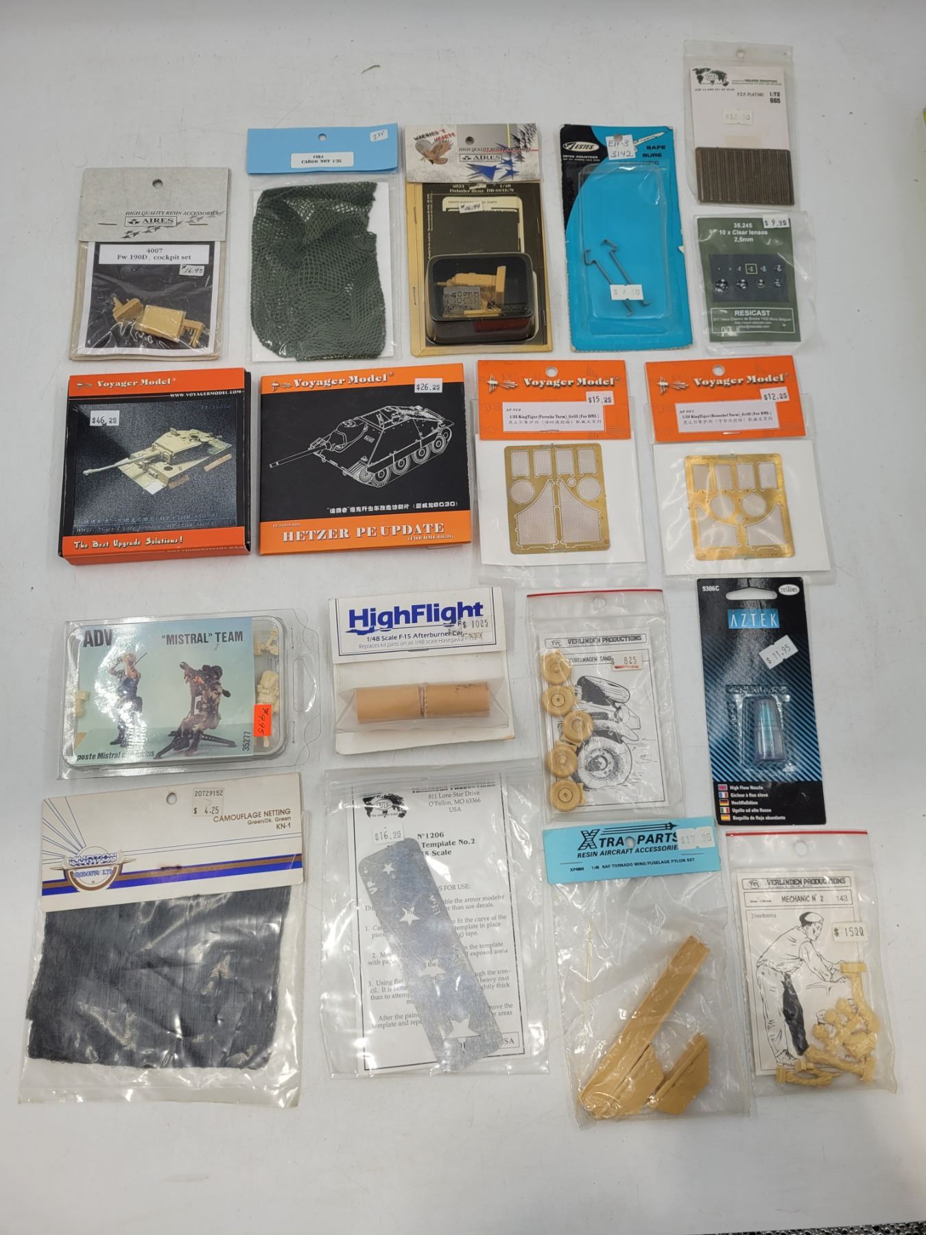 Lot of Model Kit Accesories w/ Cockpit Set, Tank Upgrades, Camouflage ...