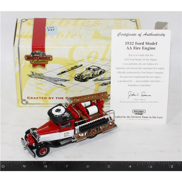 #237 Matchbox 1932 Ford Fire Truck Diecast
