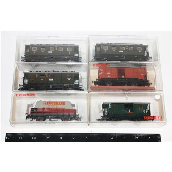 #472 HO Scale Fleischmann Boxed Lot 6 Train Cars