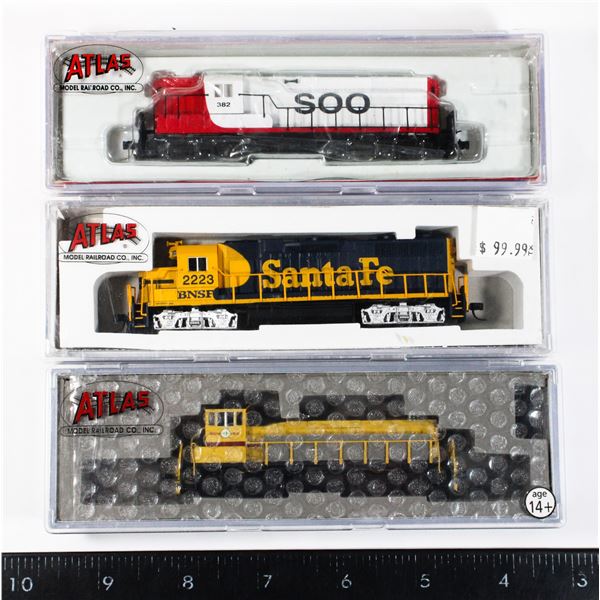 #536 N Scale Atlas Locomotive Lot of 3 Locomotives