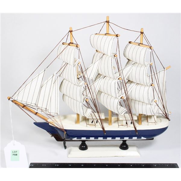 #758 Wood Display Sailing Ship 14 x 12 Inches