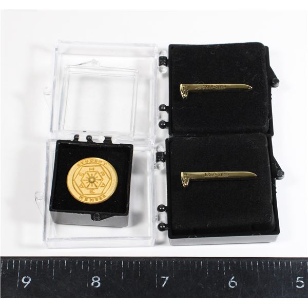 #777 Trains Magazine Golden Spike Lapel Pin lot