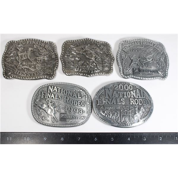 #778 5 National Finals Rodeo Heston buckles 1985 -