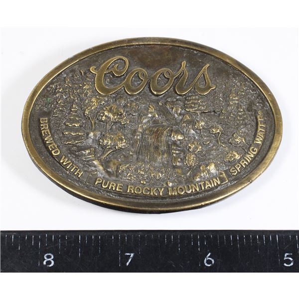 #799 Coors Belt Buckle Made in USA Heavy Brass