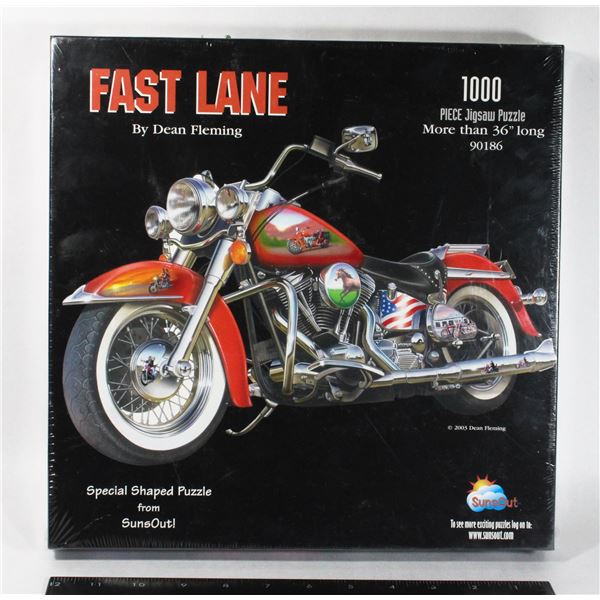 #847 Sealed 1000 Piece Puzzle Fast Lane Motorcycle