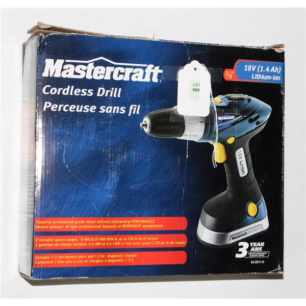 #888 Mastercraft Cordless Drill 18V