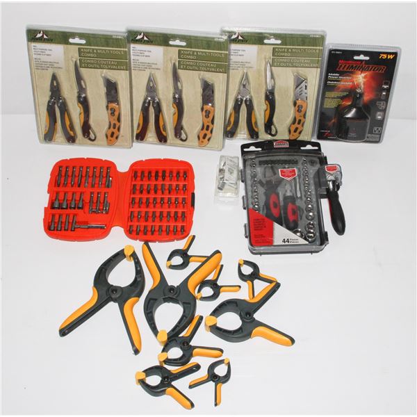 #894 Box of Assorted tools, many new old stock