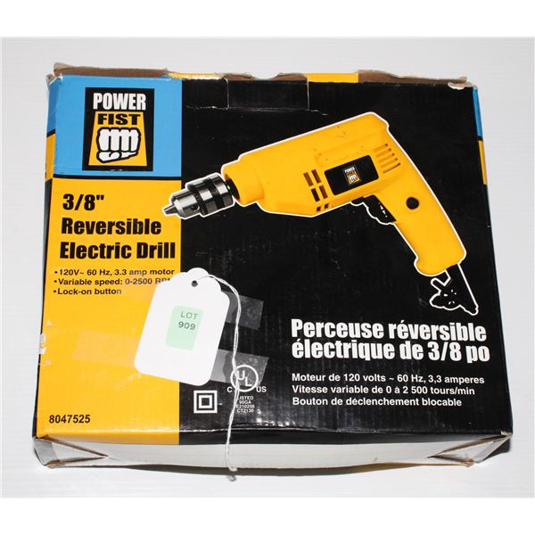 #909 Power Fist 3/8 Reversible Electric Drill