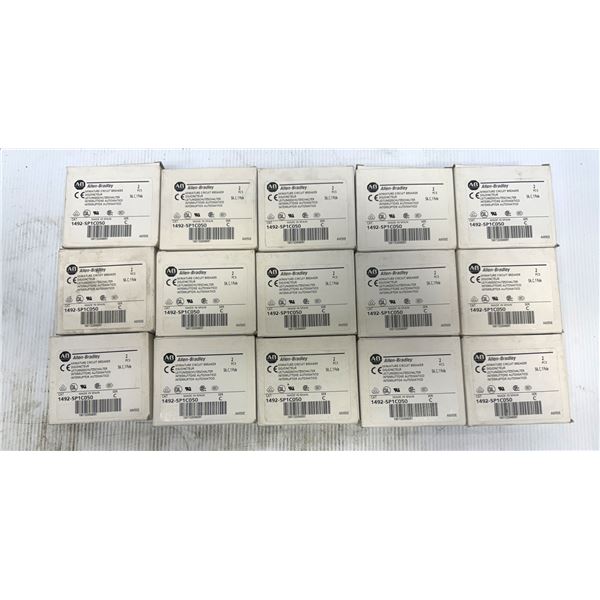Lot of (15) Allen-Bradley #1492-SP1C050 Miniature Circuit Breakers - 2 Per Box