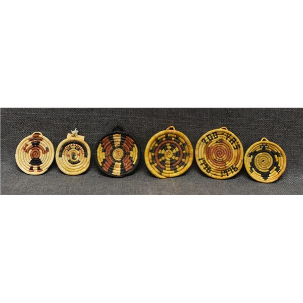 SIX HOPI BASKETRY PLAQUES