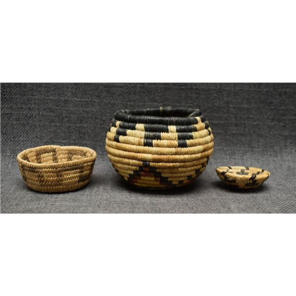 THREE BASKETS HOPI, NAVAJO, AND PIMA