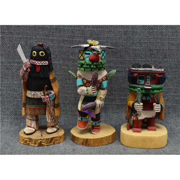 THREE HOPI KACHINAS (DAVID, YOUYETEWA, SIGNED)