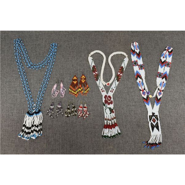 NAVAJO BEADED NECKLACES AND EARRINGS