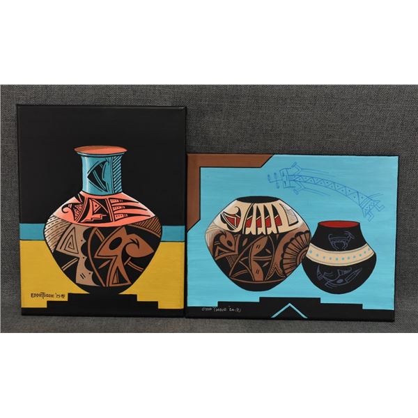 TWO NAVAJO PAINTINGS (EDDIE TSOSIE)