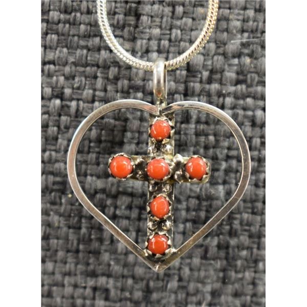 NAVAJO CROSS AND HEART PENDANT