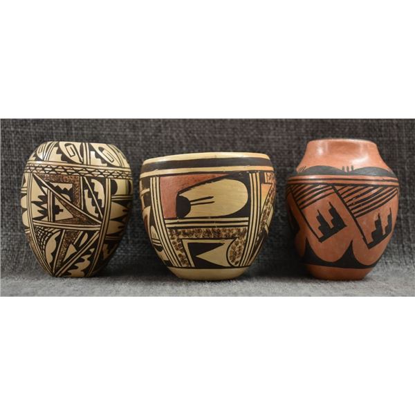 THREE HOPI POTTERY VASES