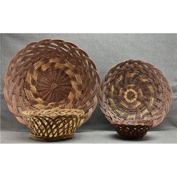FOUR PUEBLO OPEN WEAVE BASKETS