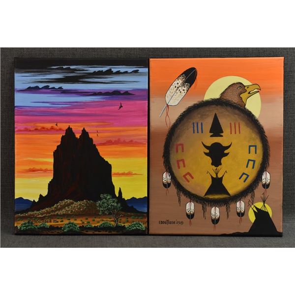 TWO NAVAJO PAINTINGS (EDDIE TSOSIE)