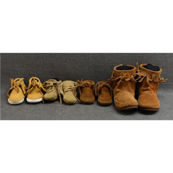 FOUR PAIRS OF MOCCASINS