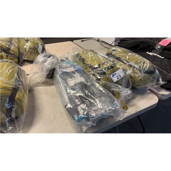 DENALI OUTDOOR ITEMS INCL COOK SYSTEM, 2 CHUGIAK SLEEPING BAGS 78 IN AND SNOWSHOE