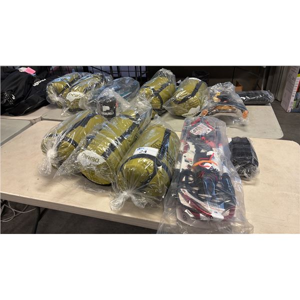 DENALI OUTDOOR ITEMS INCL 3 CHUGIAK SLEEPING BAGS 78 IN, SNOWSHOE AND MORE