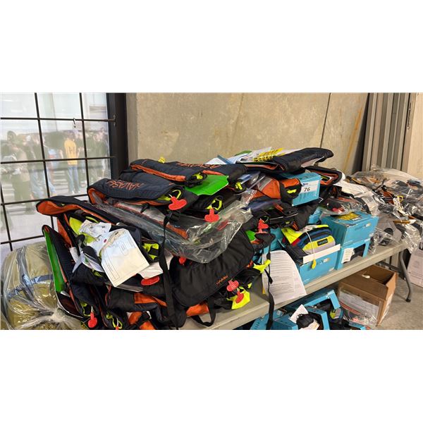 LARGE LOT OF MIXED ITEMS INCL HAVASU 24G MANUAL INFLATABLE PFD'S AND MORE