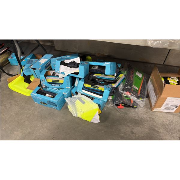 LARGE LOT OF MIXED ITEMS INCL HAVASU 24G MANUAL INFLATABLE PFD'S AND MORE