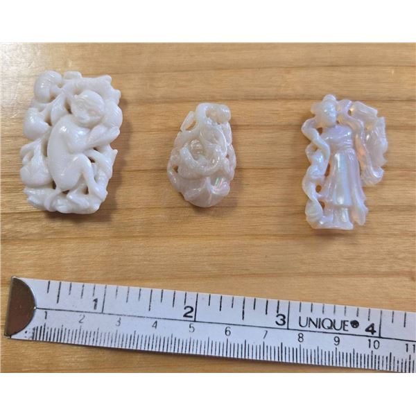 Three Antique Asian Carved Opals
