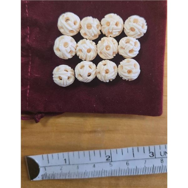 12 Antique Ivory Chinese Puzzle Balls