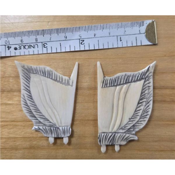 Antique Chinese Ivory Carved Sails Signed