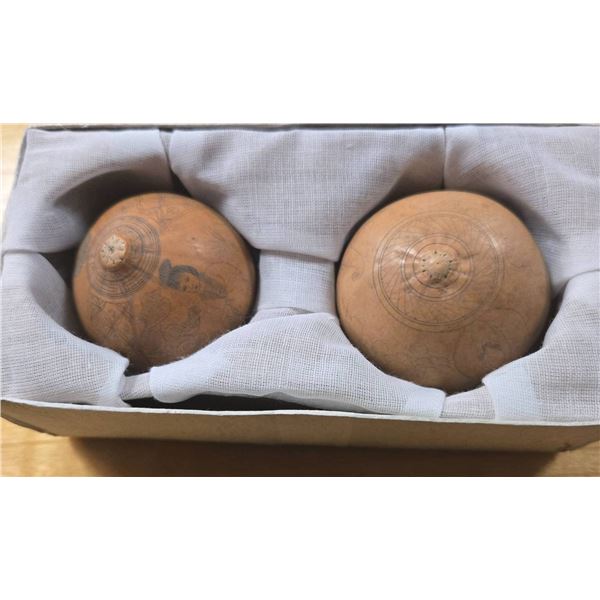 Antique Chinese Carved Gourds in Presentation Box