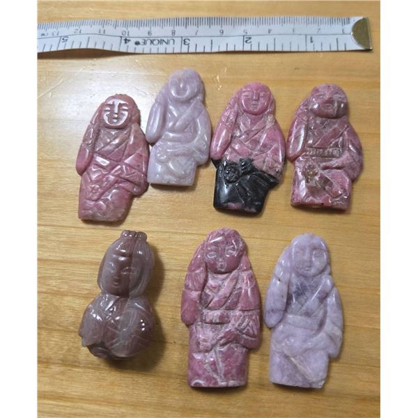 Vintage Chinese Cherry Blossom Girl Carvings Set