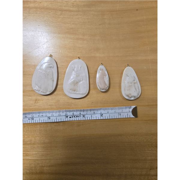 Antique Inuit Pendants Signed C.M.