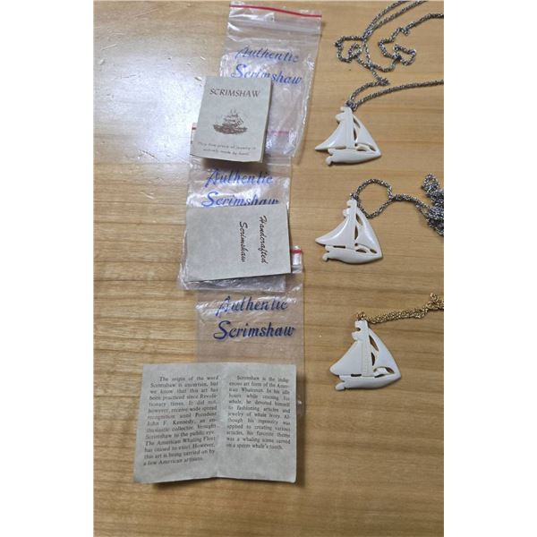 Authentic Scrimshaw Pendant Necklaces