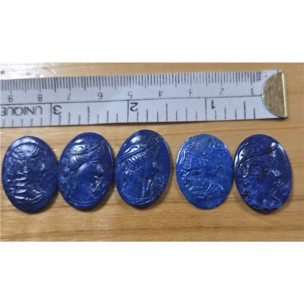 Five Antique Lapis Cameos