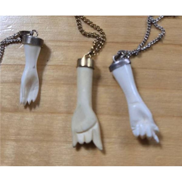 Antique Ivory Carved Hand Pendants