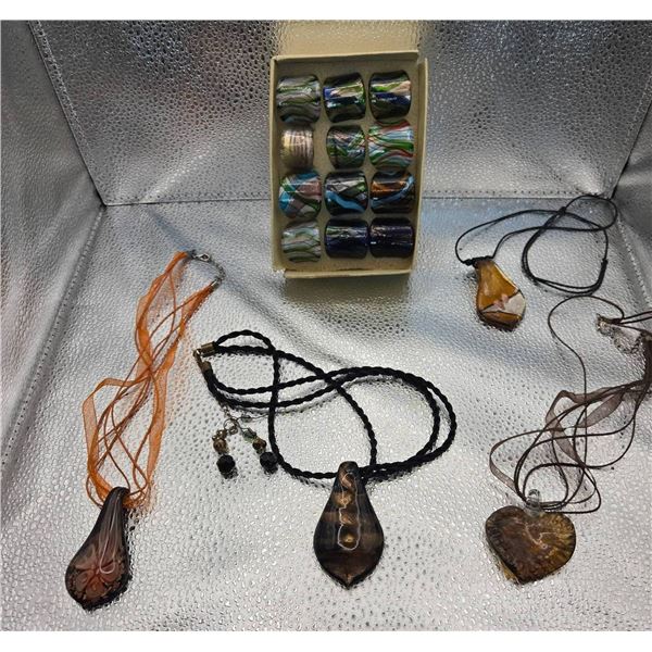 Glass Pendant Necklaces and Decorative Beads
