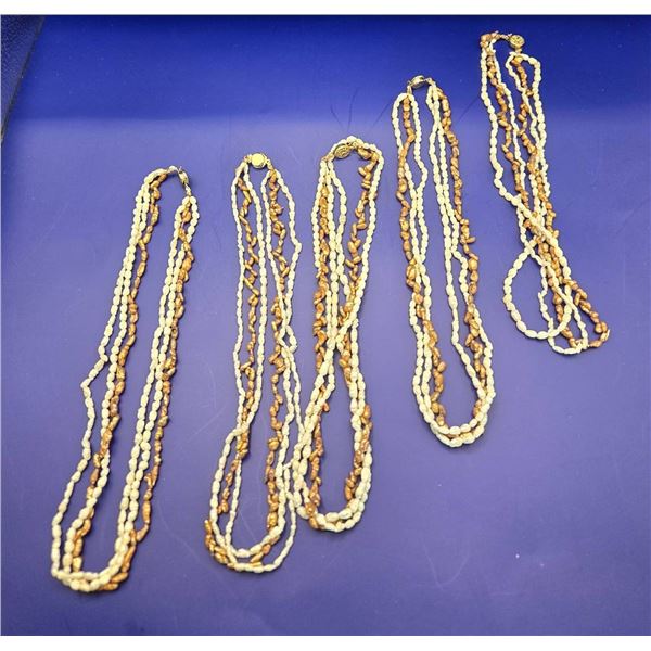5 Three-Strand Freshwater Pearl Necklaces, 16 Inch