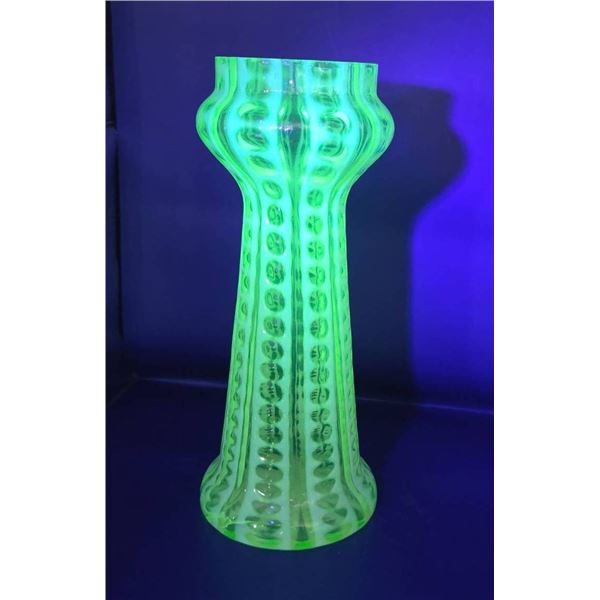 Antique Uranium Glass Vase, 9 Inches Tall