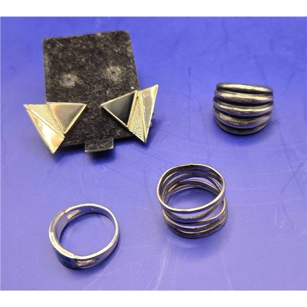 Sterling Silver Jewelry Lot with Rings and Earrings