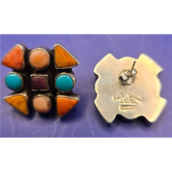 Indigenous Sterling Silver Earrings Signed Spirit Winds