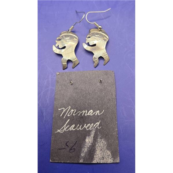 West Coast Indigenous Sterling Silver Earrings by Norman Seaweed