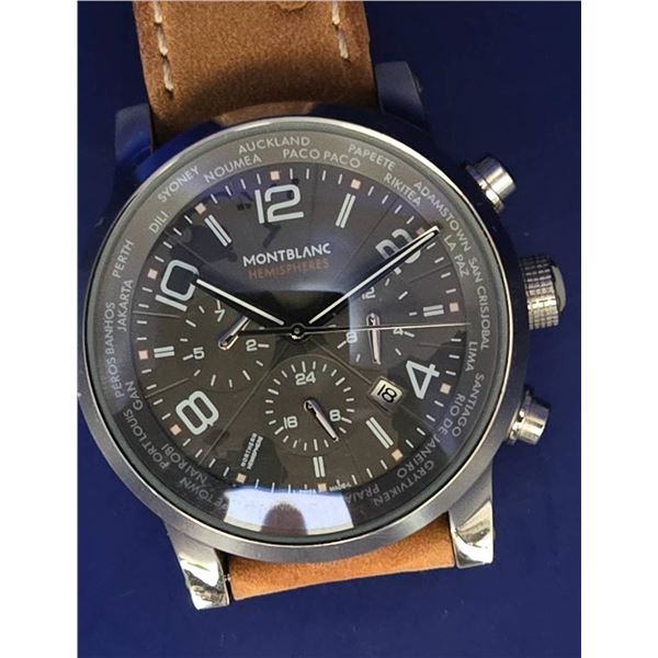 Montblanc Mens Chronograph Watch With Leather Strap (Replica)