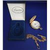 Image 2 : Swiss Gold-Tone Pocket Watch with Chain and Case