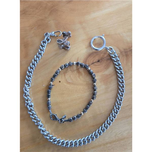 Two Sterling Silver Chains with Charms