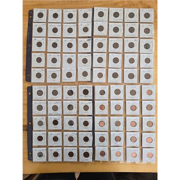 Canadian One-Cent Coins, Various Years