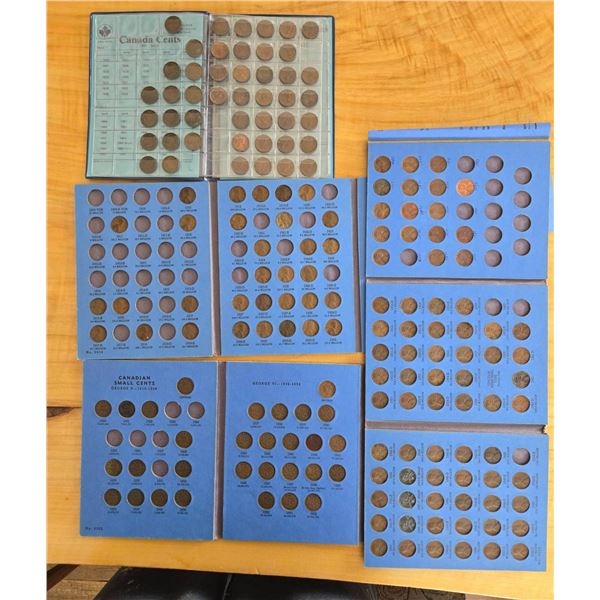 Canadian and USA Pennies in Albums